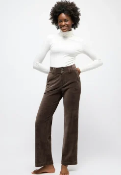 Corduroy Button Wide Leg Pants