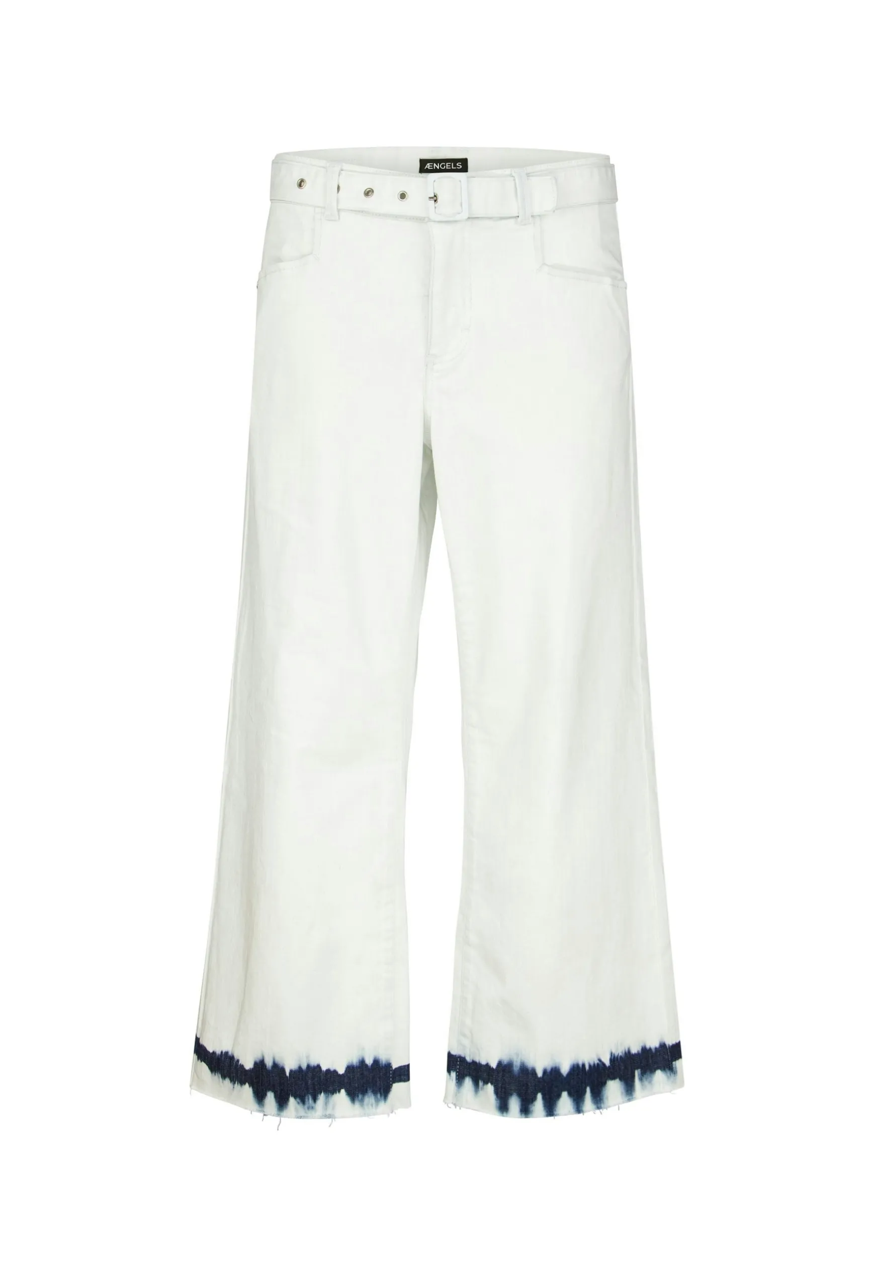 Cropped culotte jeans with batik print