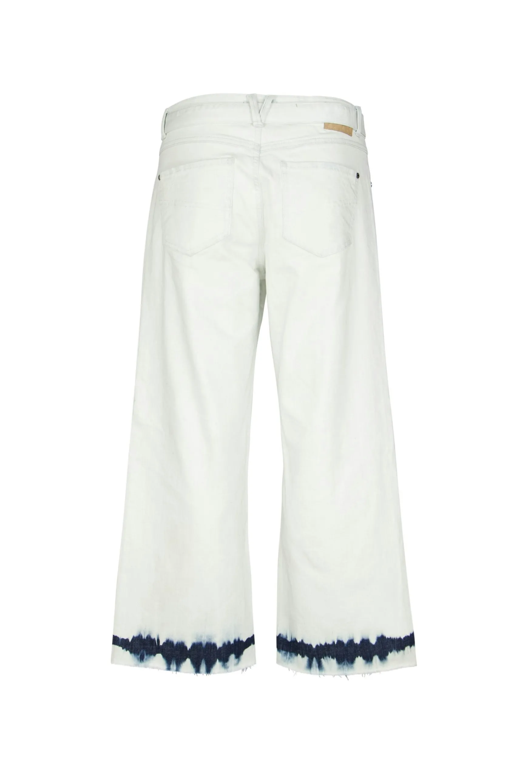 Cropped culotte jeans with batik print