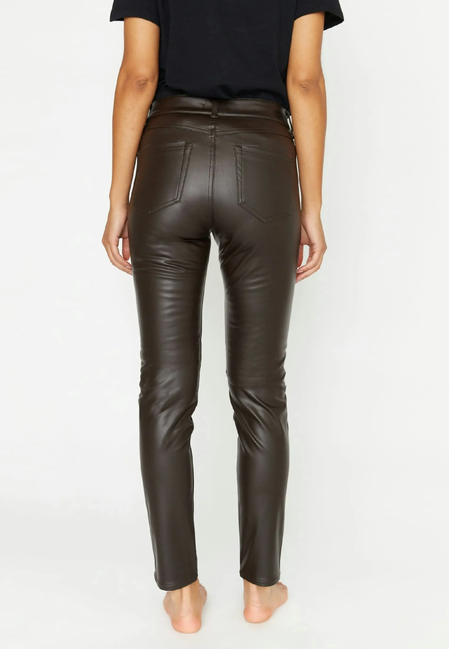 Faux leather pants Skinny Pocket Zip in solid design