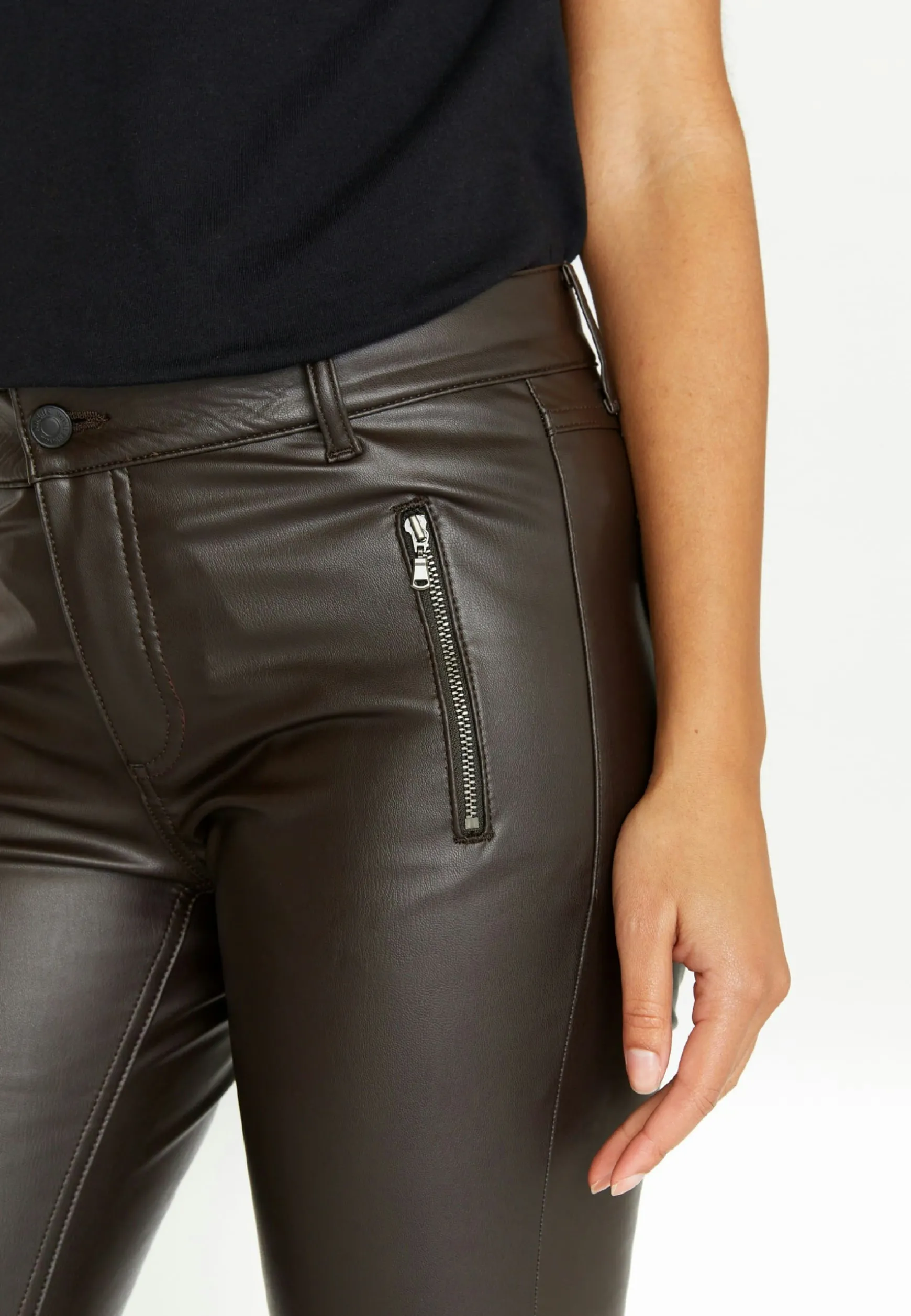 Faux leather pants Skinny Pocket Zip in solid design