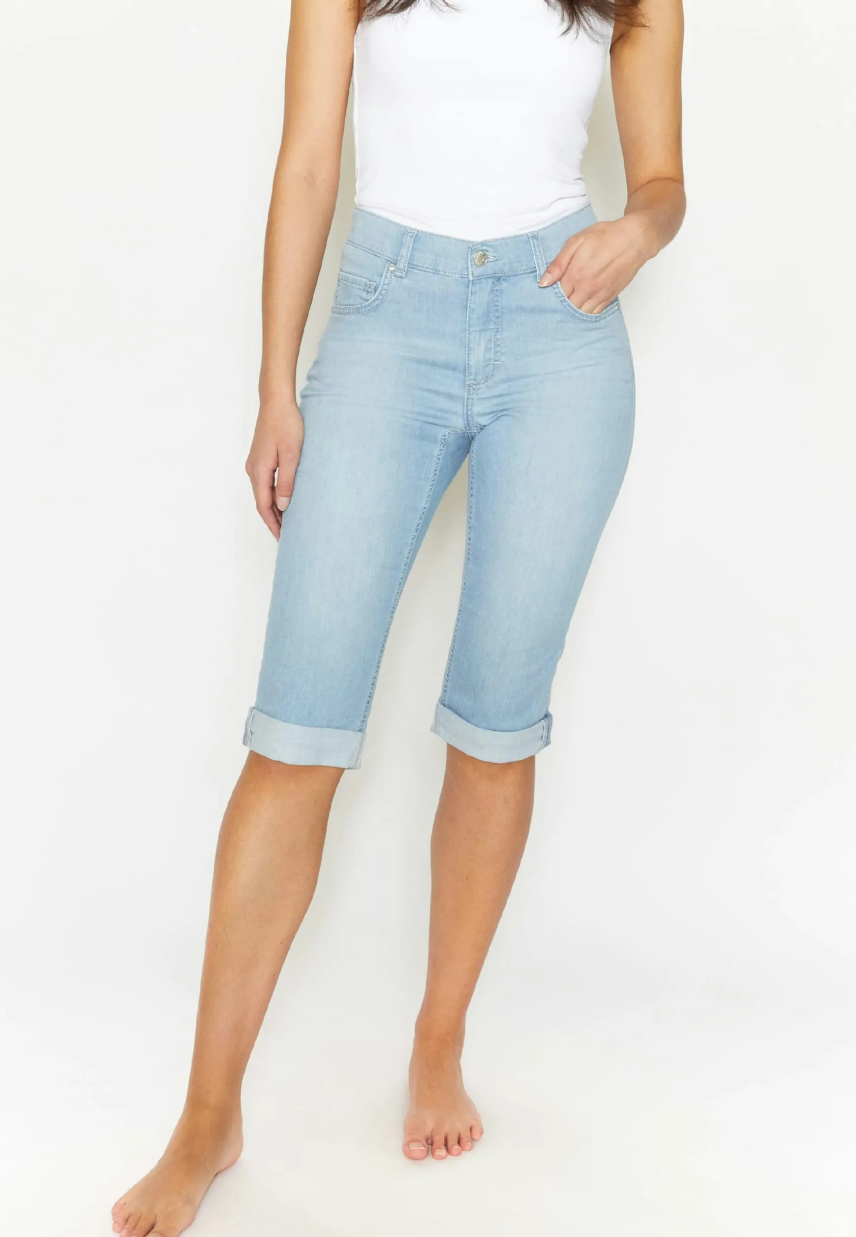 Jeans Capri TU with distressed look