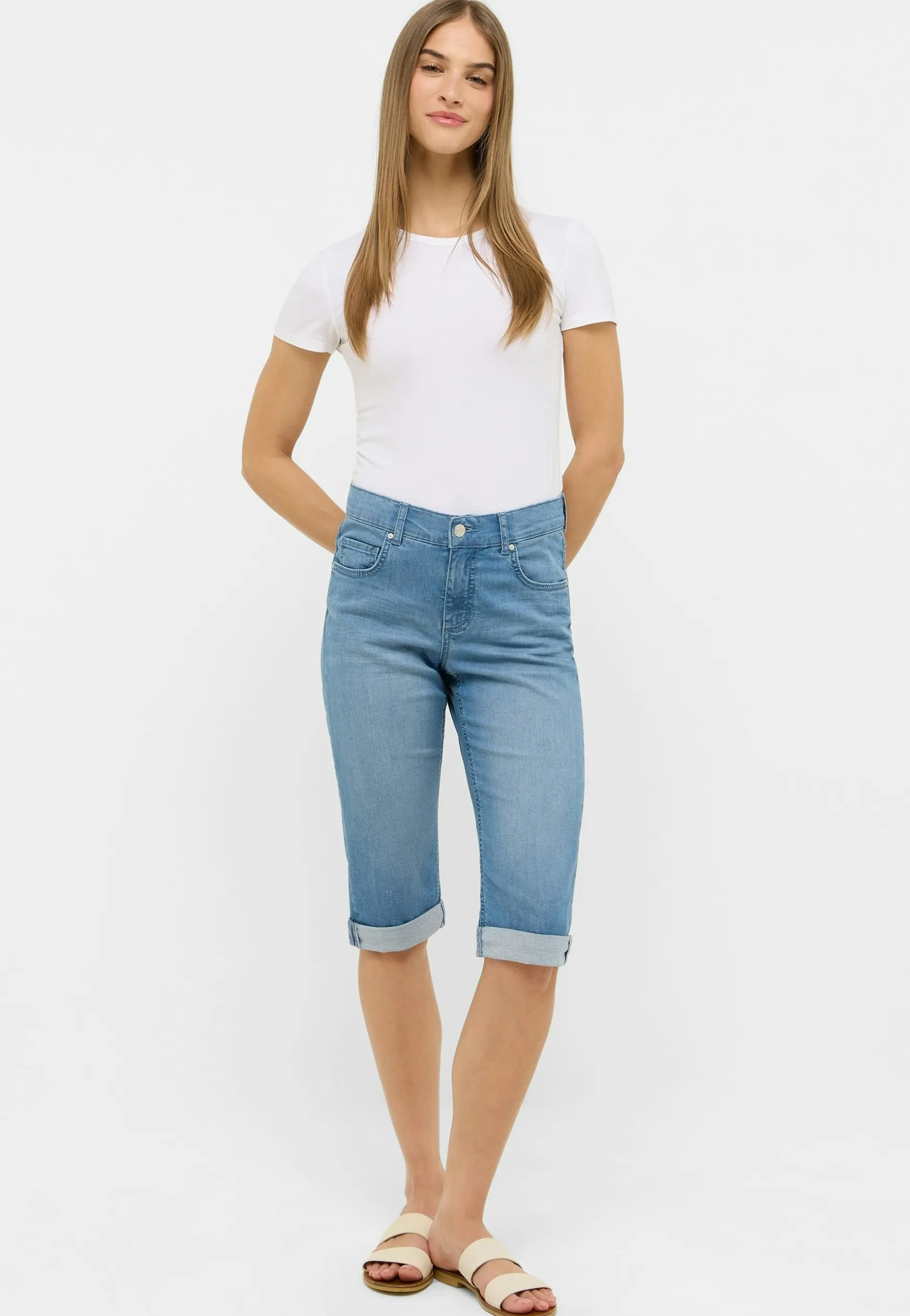Jeans Capri TU with distressed look