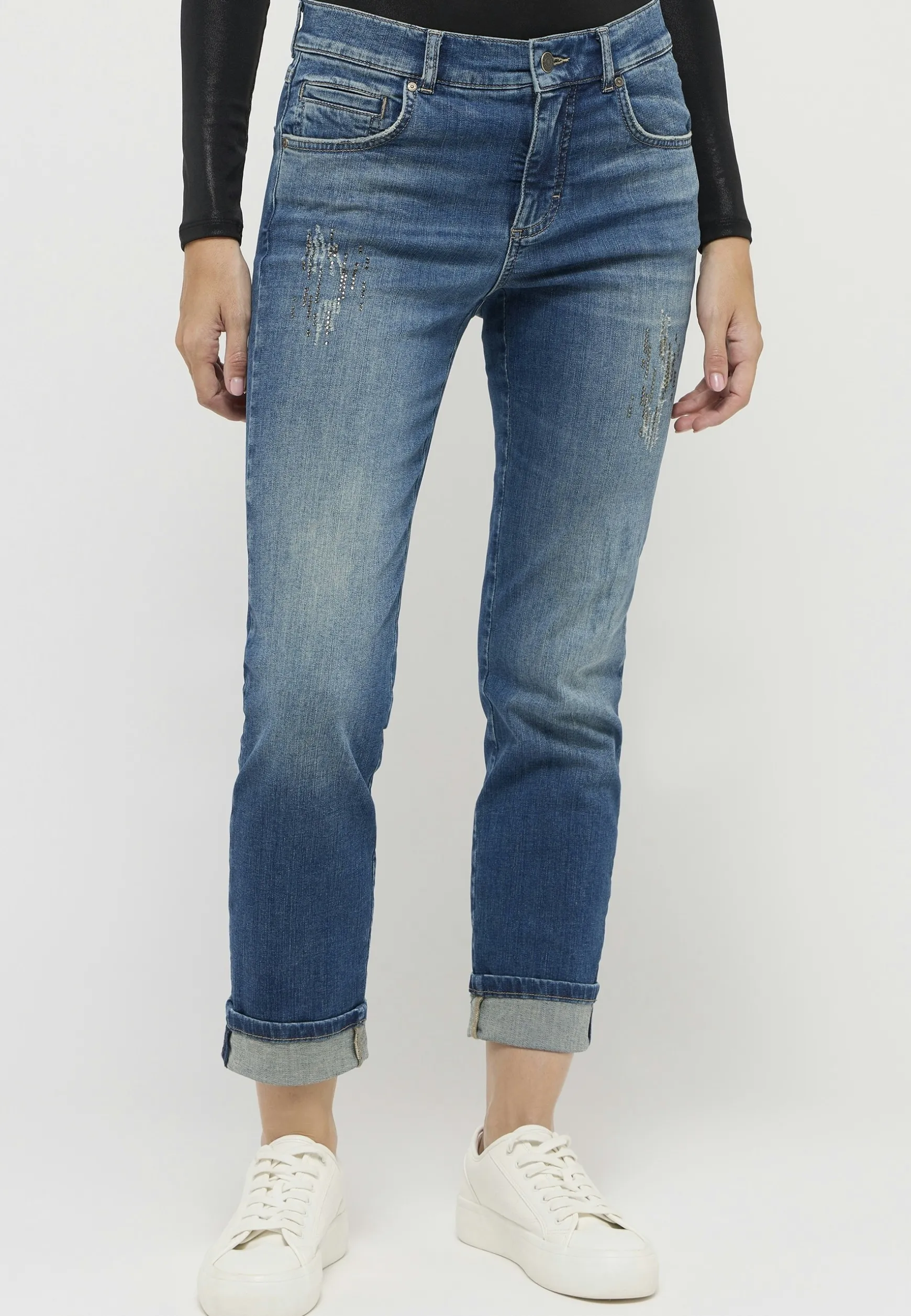 Jeans Cici Crop with rhinestones