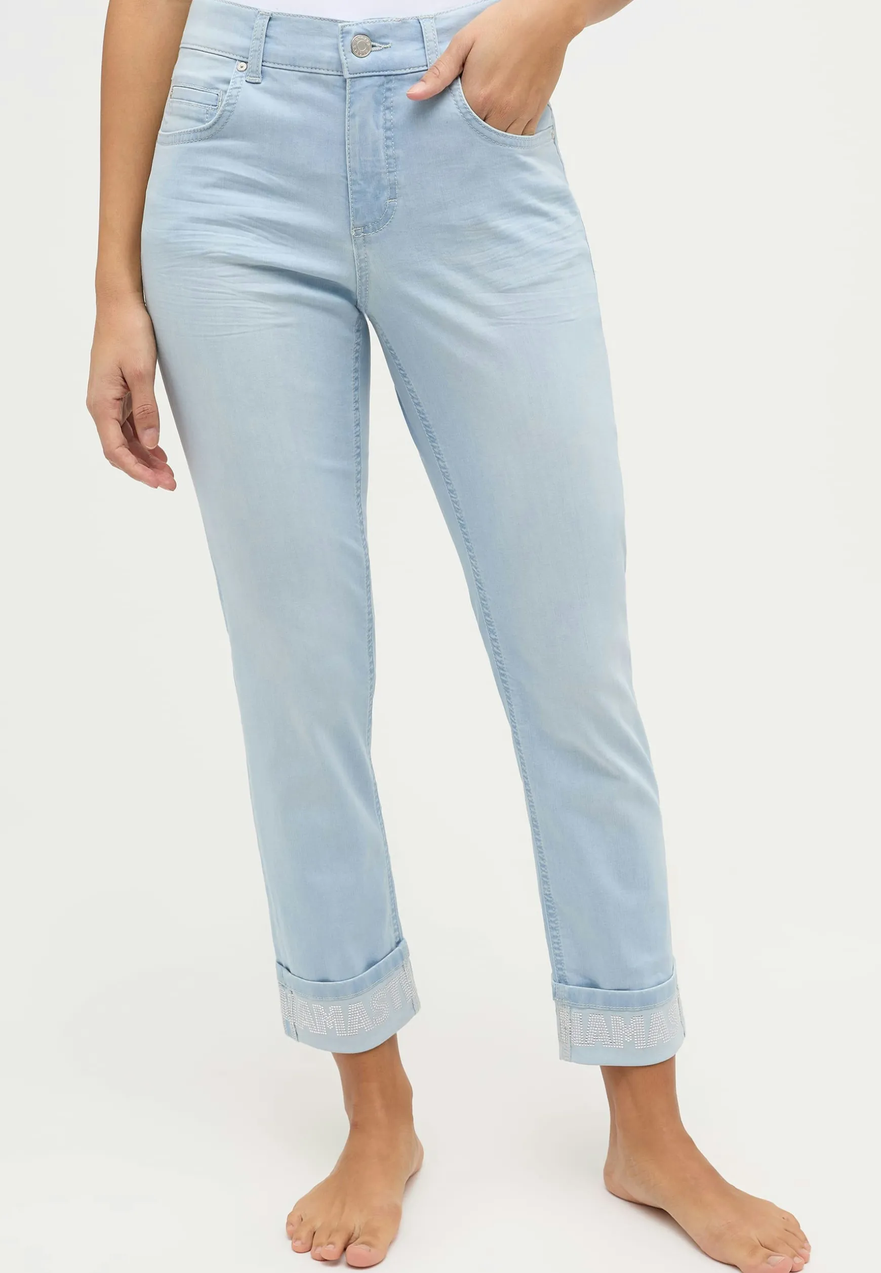 Jeans Cici Crop Word with rhinestones