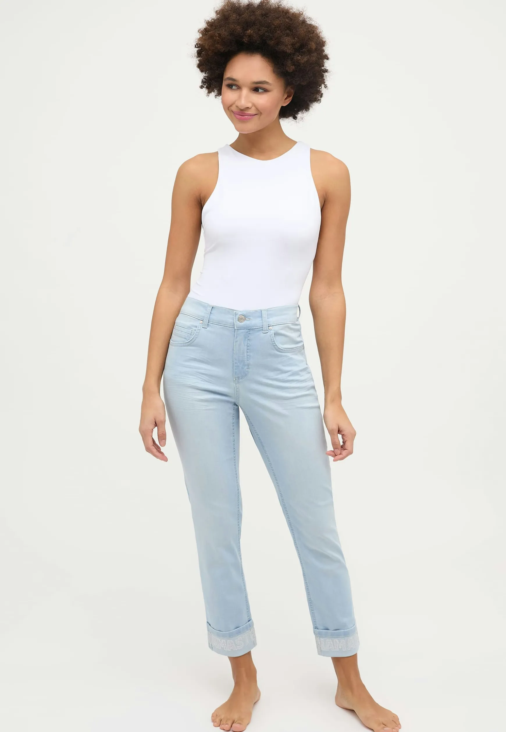 Jeans Cici Crop Word with rhinestones