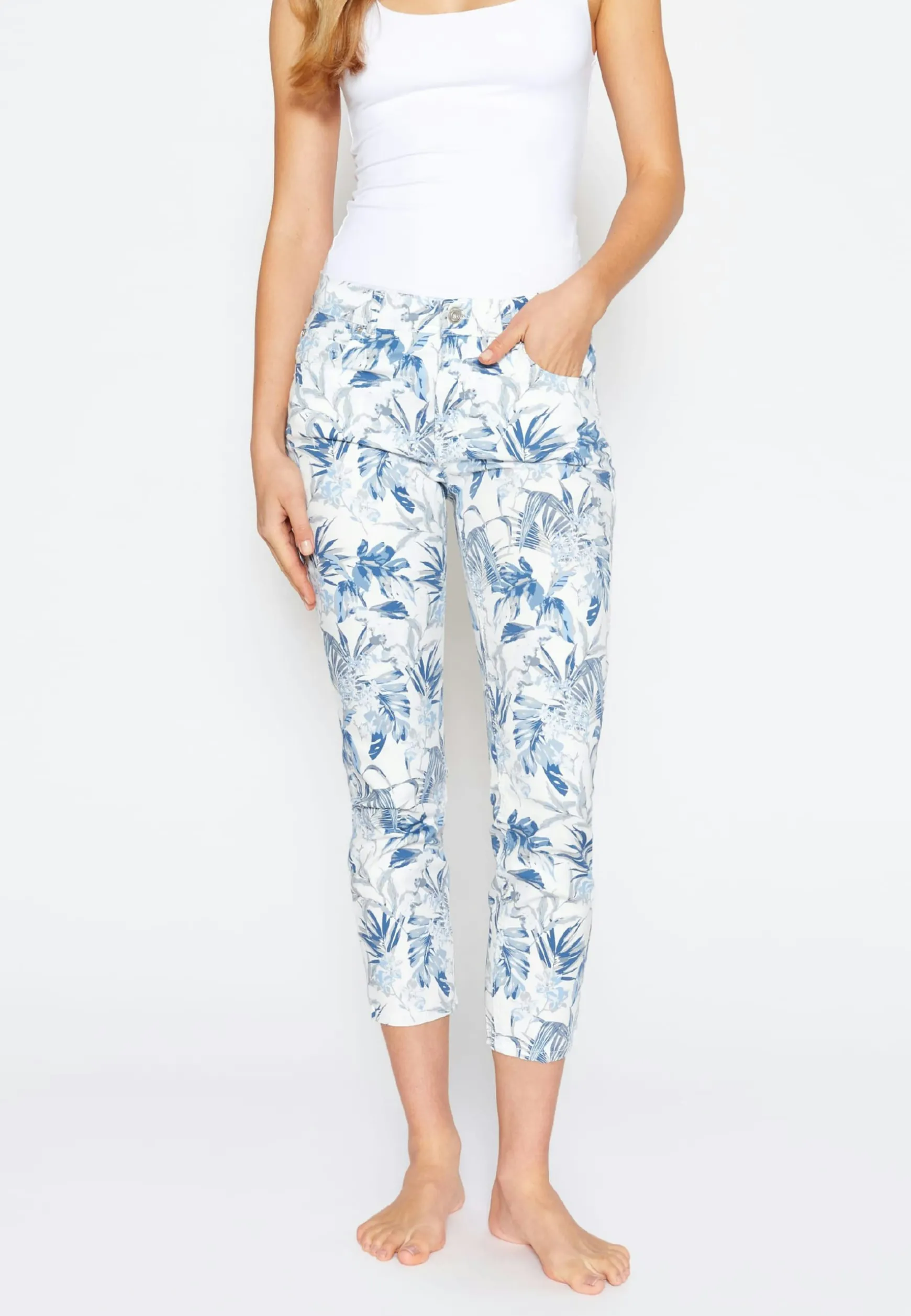 Jeans Ornella with palm tree print