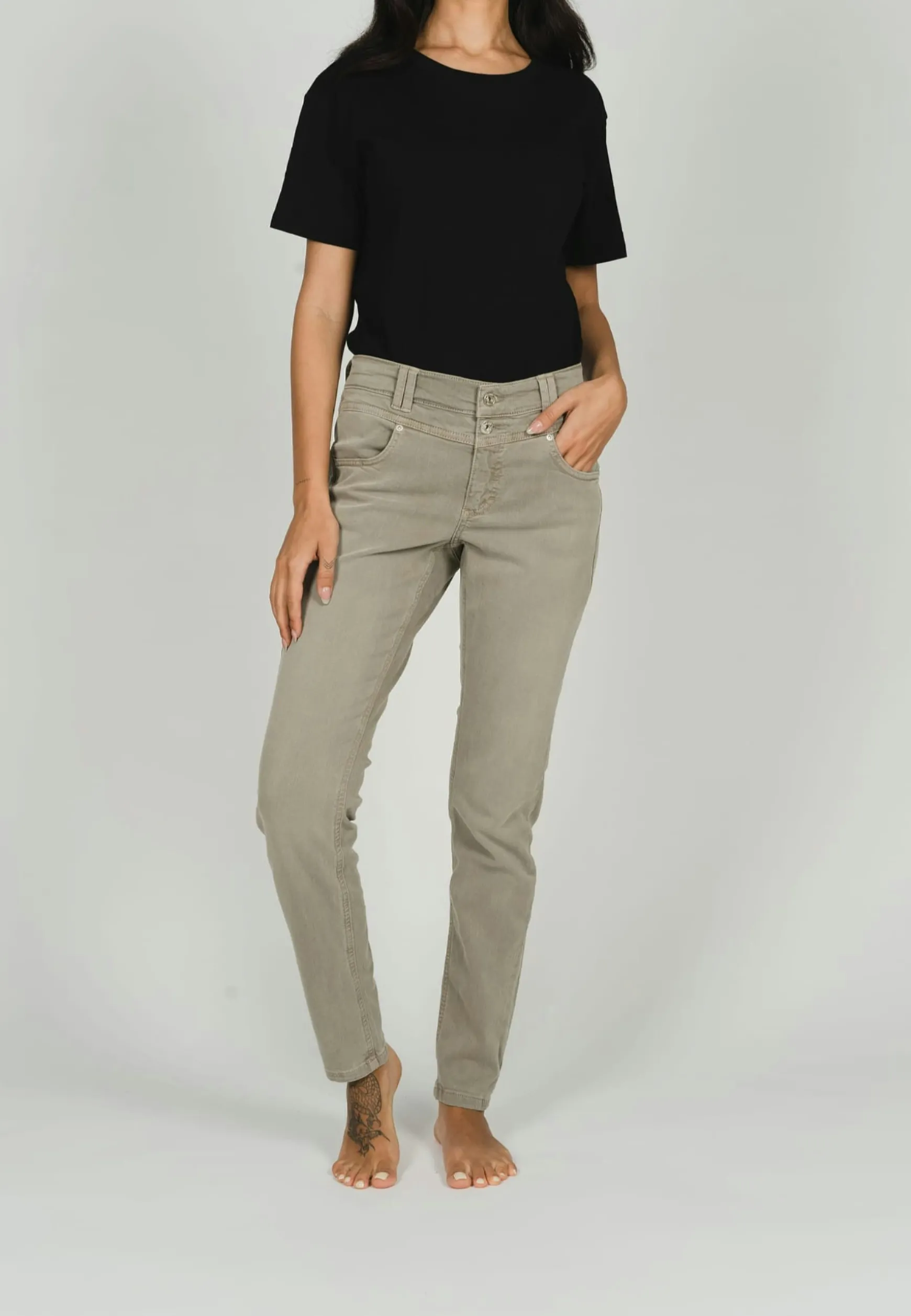 Jeans Skinny Button with colored denim