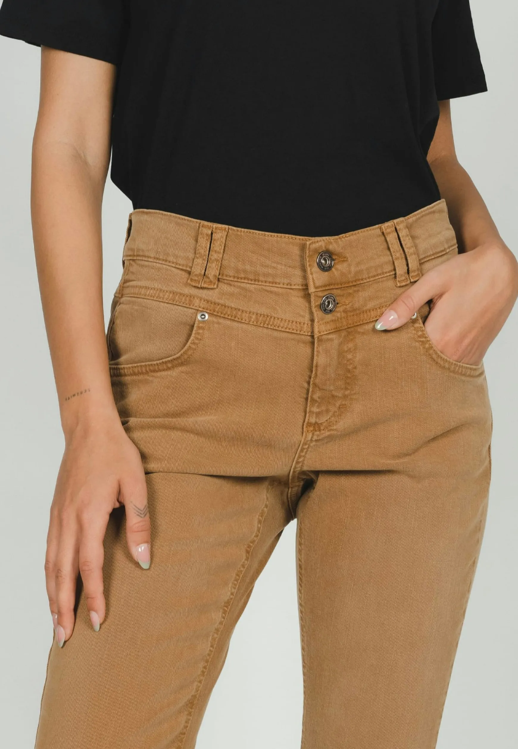 Jeans Skinny Button with colored denim