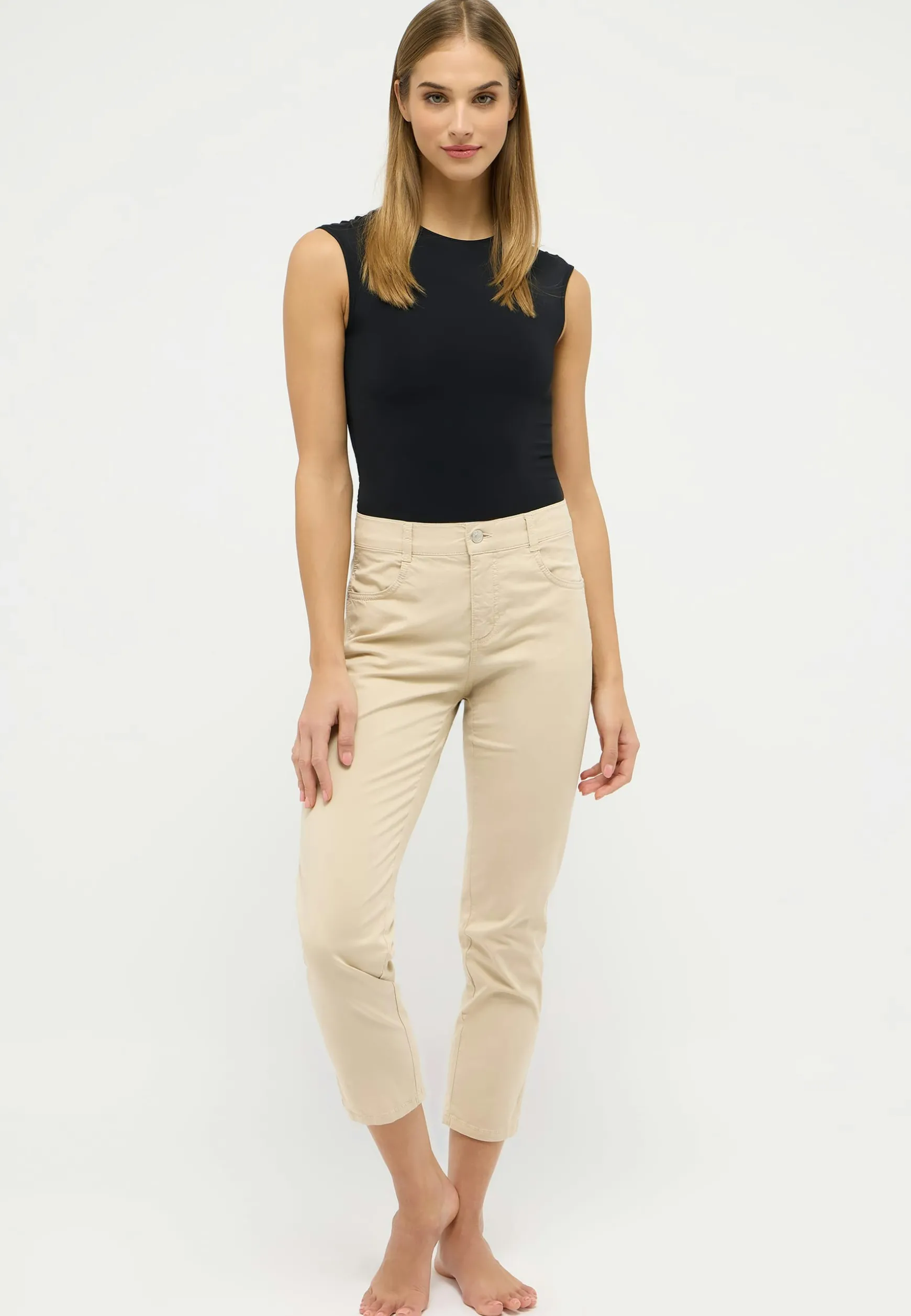 Pants Cici Crop Slit in solid design
