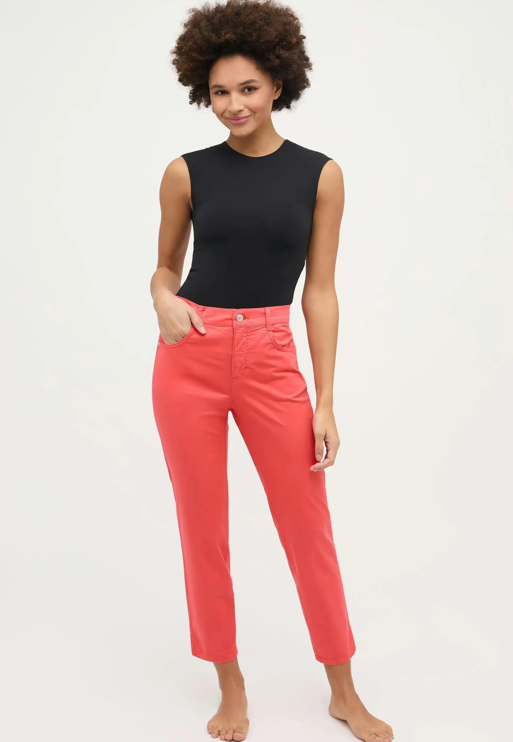 Pants Cici Crop Slit in solid design