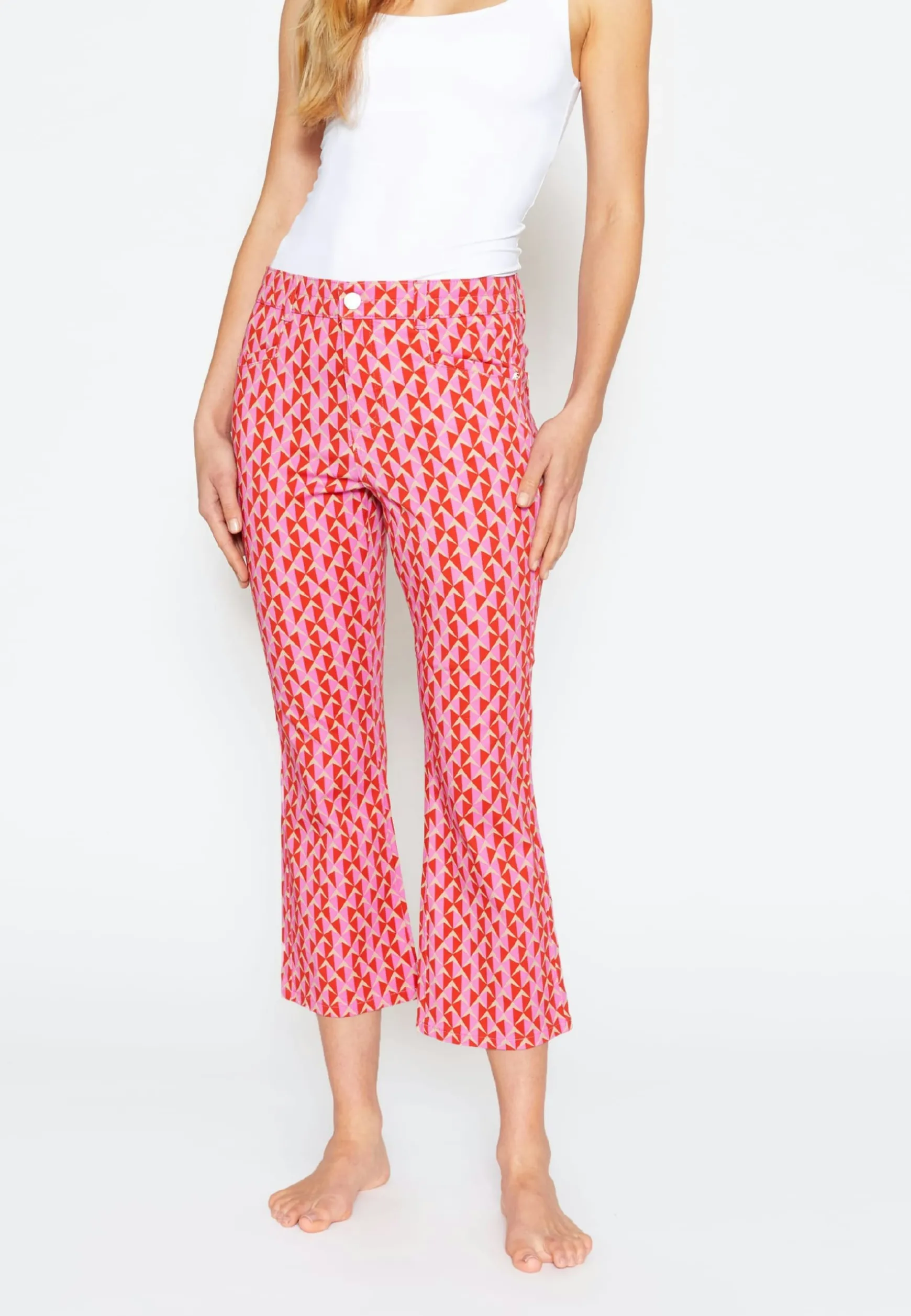 Pants cropped bootcut with print