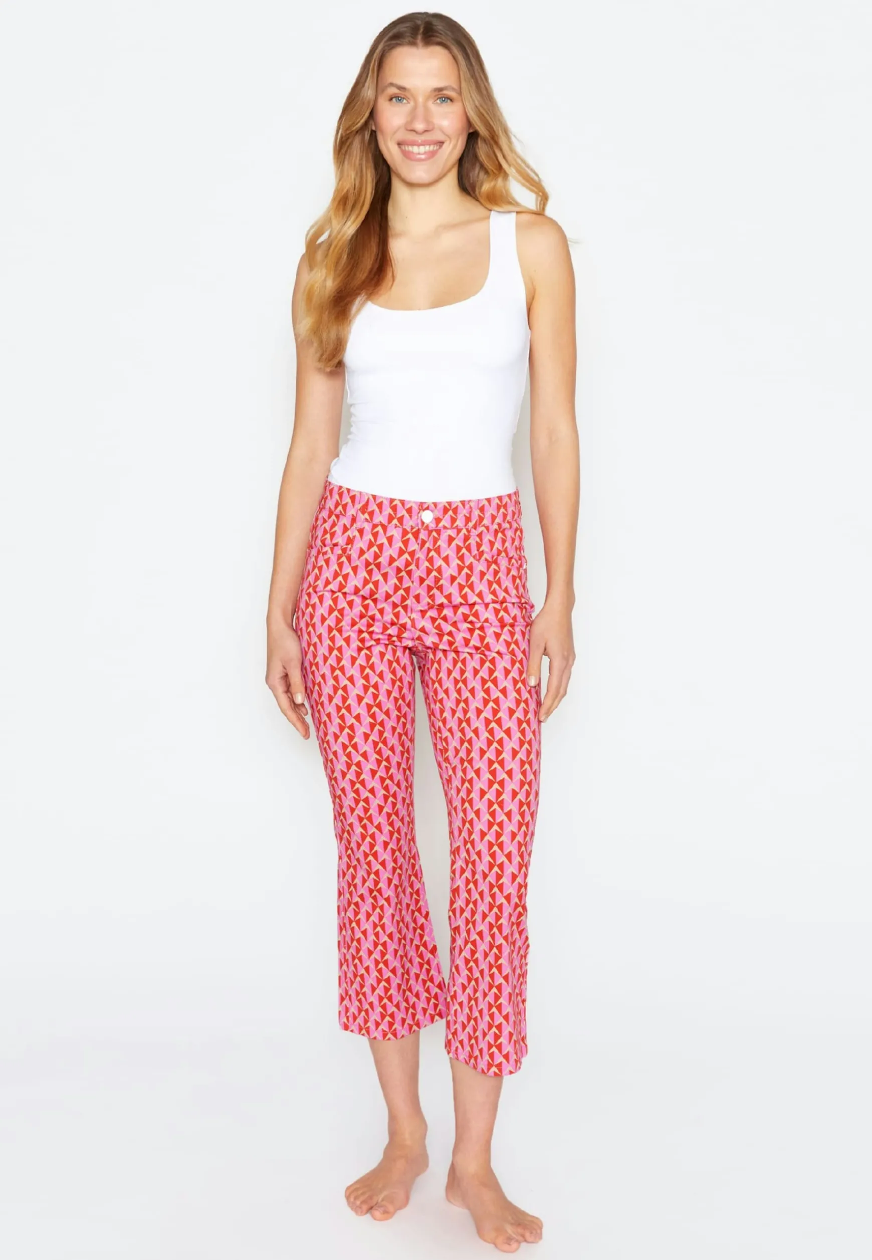 Pants cropped bootcut with print