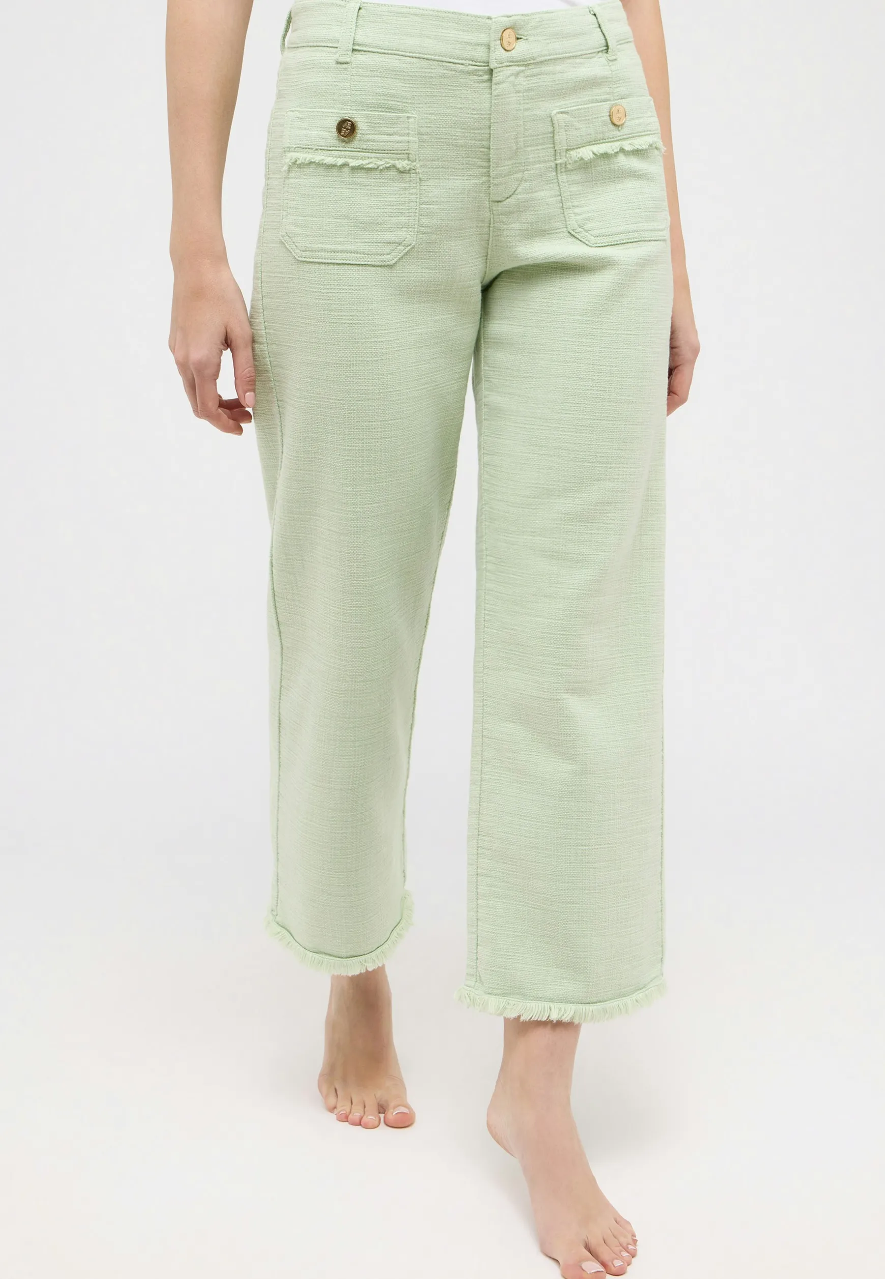 Pants Pocket Culotte with fringe hem