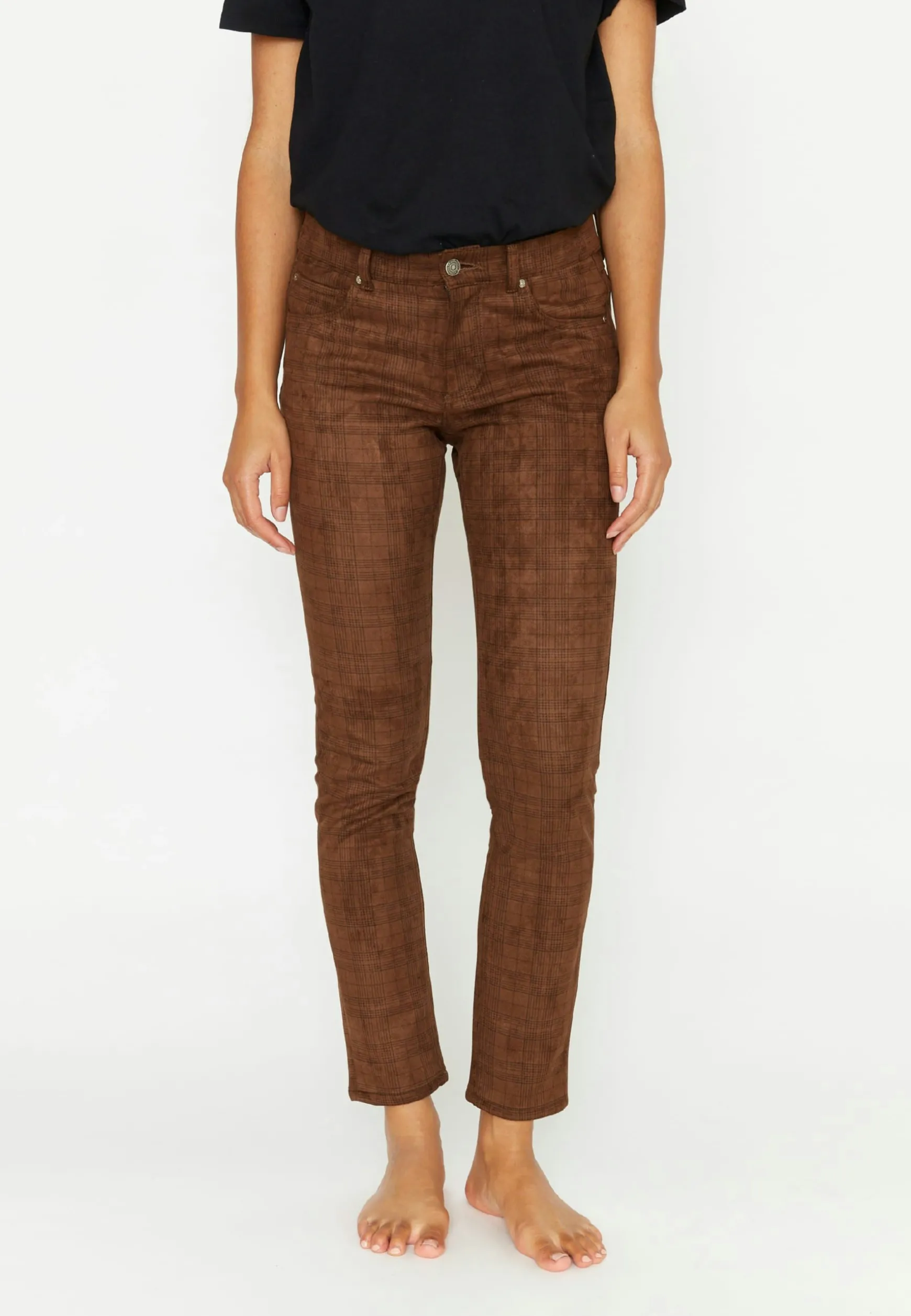 Skinny-fit Jeans with checked allover pattern